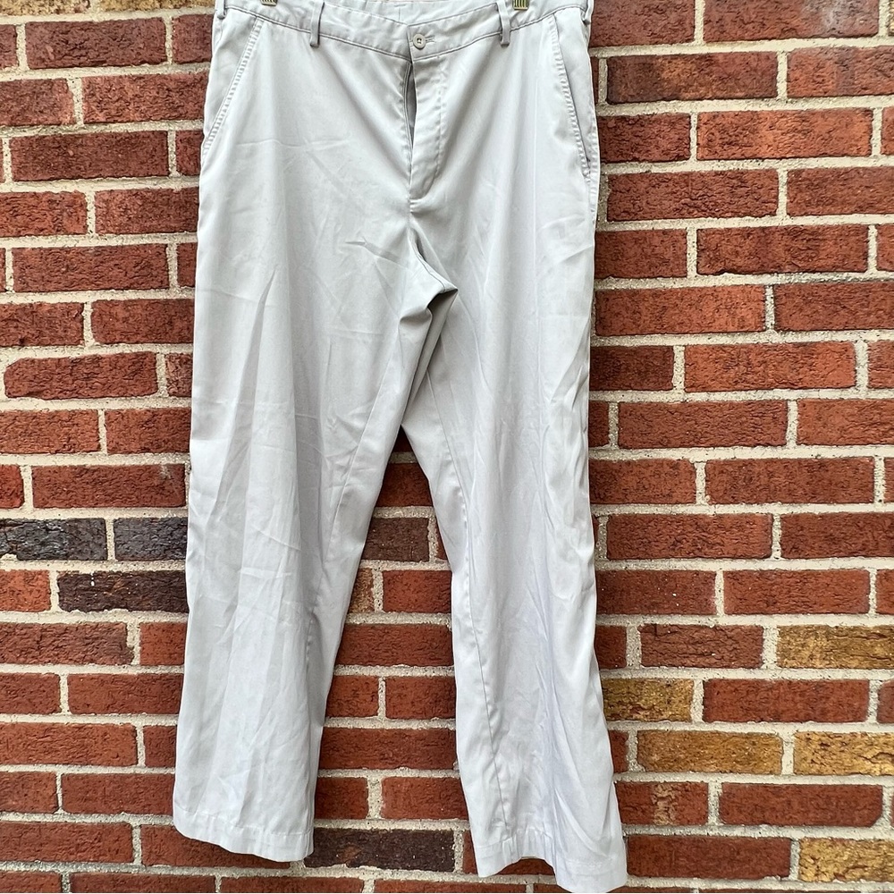 Nike Golf Mens Straight Leg Pants Size 34 x 30 Khaki Gray Dri Fit 319685-063